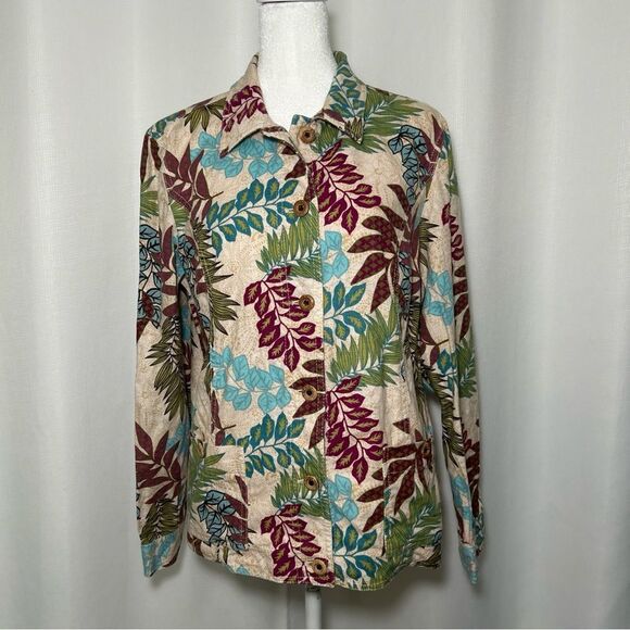 Amber Sun Jacket Long Sleeve Button Up Women’s Medium Linen Cotton Blend Pockets - Picture 1 of 12